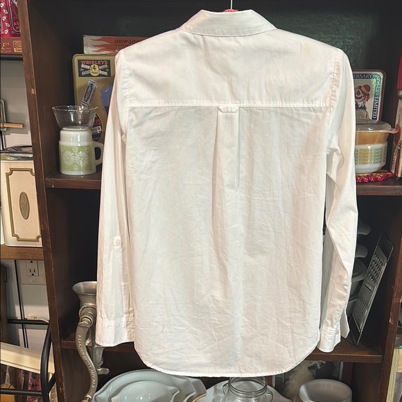 Anthropologie White and Pink Embroidered Button Down Shirt - Picture 6 of 8